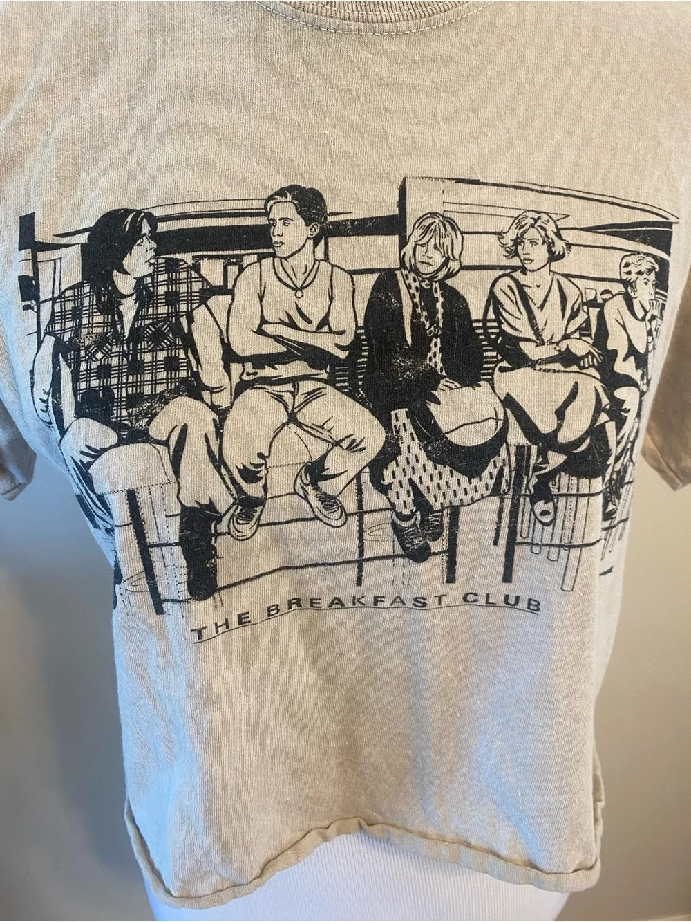 Vintage The Breakfast Club Graphic Cropped Tee | 80s Movie Tan T-Shirt